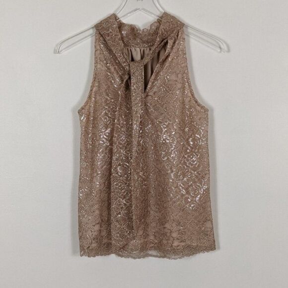 J. Crew Lace Metallic Beige Halter Top XXS - Picture 7 of 8